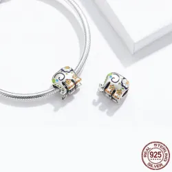 Thailand elephant - colorful enamel - 925 Sterling Silver - charm for bracelet