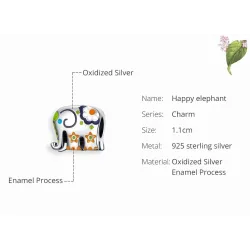 Thailand elephant - colorful enamel - 925 Sterling Silver - charm for bracelet