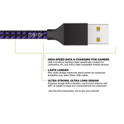 Fast charging cable - data / sync - micro USB / Type-C / ISO - for PS4 / Xbox One Controller - 3m