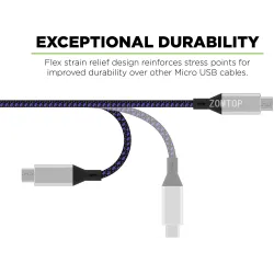 Fast charging cable - data / sync - micro USB / Type-C / ISO - for PS4 / Xbox One Controller - 3m