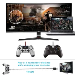 Kabel do szybkiego ładowania - dane / synchronizacja - micro USB / Type-C / ISO - do kontrolera PS4 / Xbox One - 3mKabli