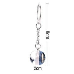 Blauw zeeleven - ronde dubbelzijdige glazen sleutelhanger - schildpad / dolfijn / schelpenSleutelhangers