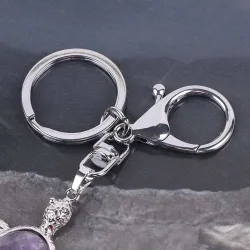 Keychain with turtle - natural crystal stone