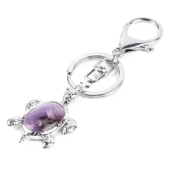 Keychain with turtle - natural crystal stone