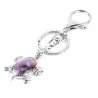 Keychain with turtle - natural crystal stone