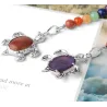Keychain with turtle - natural stone / colorful beads