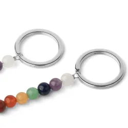 Keychain with turtle - natural stone / colorful beads