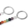 Keychain with turtle - natural stone / colorful beads