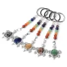 Keychain with turtle - natural stone / colorful beads