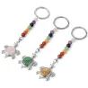 Keychain with turtle - natural stone / colorful beads