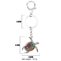 Metalen sleutelhanger met emaille zeeschildpadSleutelhangers
