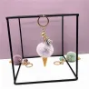 Metal keychain - with a fluffy ice cream pendant