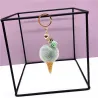 Metal keychain - with a fluffy ice cream pendant