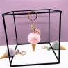 Metal keychain - with a fluffy ice cream pendant