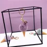 Metal keychain - with a fluffy ice cream pendant