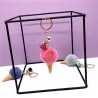 Metal keychain - with a fluffy ice cream pendant