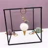 Metal keychain - with a fluffy ice cream pendant