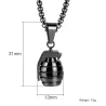 Hand grenade pendant - with necklace - stainless steel