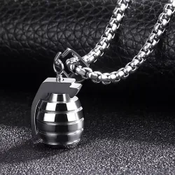 Handgranaat hanger - met ketting - roestvrij staalKettingen