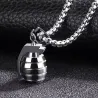 Hand grenade pendant - with necklace - stainless steel