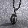 Hand grenade pendant - with necklace - stainless steel