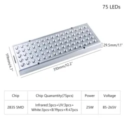 LED plantengroeilicht - volledig spectrum - hydrocultuur - rood / blauw / UV / IR - 25W - 45WKweeklampen