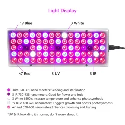 LED plant grow light - full spectrum - hydroponic - red / blue / UV / IR - 25W - 45W