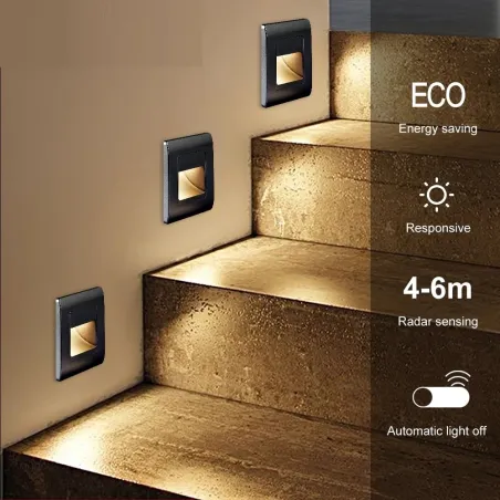 LED wall / stairs light - recessed lamp design - PIR motion sensor - AC85-265V