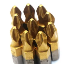 Końcówki śrubokręta - 1/4 cala - pokryte tytanem - antypoślizgowe - chwyt sześciokątny Phillips - PH2 - 25mm - 10 sztukBity i...