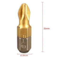 Końcówki śrubokręta - 1/4 cala - pokryte tytanem - antypoślizgowe - chwyt sześciokątny Phillips - PH2 - 25mm - 10 sztukBity i...