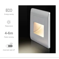 LED wall / stairs light - recessed lamp design - PIR motion sensor - AC85-265V