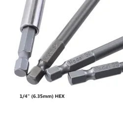 Magnetic alloy drill bits - hex - for electric screwdriver - 1/4" - 50mm / 75mm / 100mm - set - 12 pieces