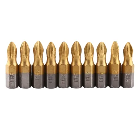 Magnetic screwdriver bits - titanium coated - non-slip - 1/4 inch hex shank - 25mm - 10 piecesBits & drills