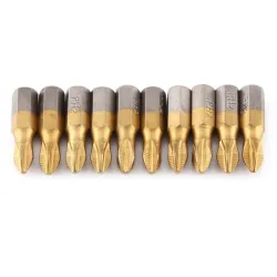 Magnetic screwdriver bits - titanium coated - non-slip - 1/4 inch hex shank - 25mm - 10 piecesBits & drills