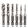 Drill bits - hex shank - titanium plated - HSS screw thread tap - M3 / M4 / M5 / M6 / M8 / M10 - 6 pieces