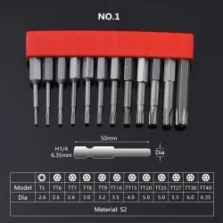 Boren van magnetische legering - zeskant - voor elektrische schroevendraaier - 1/4" - 50 mm / 75 mm / 100 mm - set - 12 stuks...