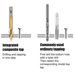 HSS drill bits - hex shank - metric tap - titanium plated - M3 / M4 / M5 / M6 / M8 / M10 - 6 / 7 piecesBits & drills