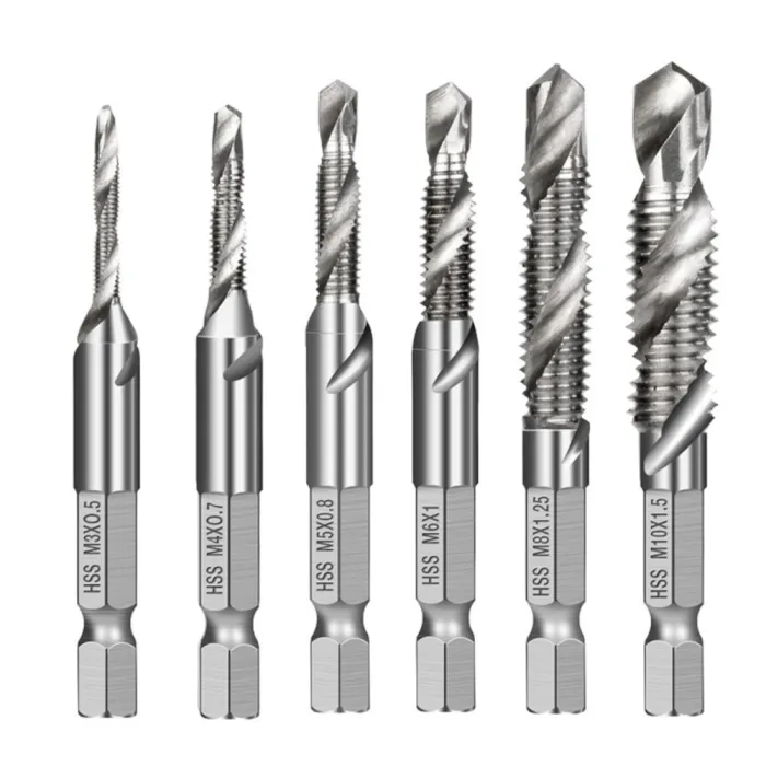 HSS boren - metrisch schroefdraad - zeskantschacht - 1/4 inch - M3 / M10 - 6 stuksBits & boren