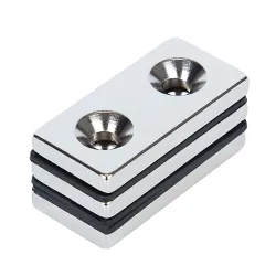 N52 - Neodym-Magnet - starker Senkblock - 40mm * 20mm * 5mm - mit doppeltem 5mm Loch - 3 Stück