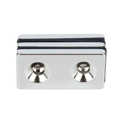N52 - neodymium magneet - sterk verzonken blok - 40mm * 20mm * 5mm - met dubbel 5mm gat - 3 stuksN52