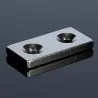 N52 - neodymium magnet - strong countersunk block - 40mm * 20mm * 5mm - with double 5mm hole - 3 pieces