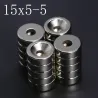 N35 - magnes neodymowy - super mocny okrągły krążek - 15mm * 5mm - z otworem 5mmN35