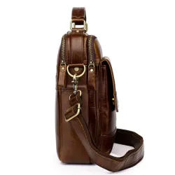 Elegante borsa a tracolla - con cerniere - vera pelle