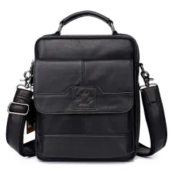 Elegante borsa a tracolla - con cerniere - vera pelle