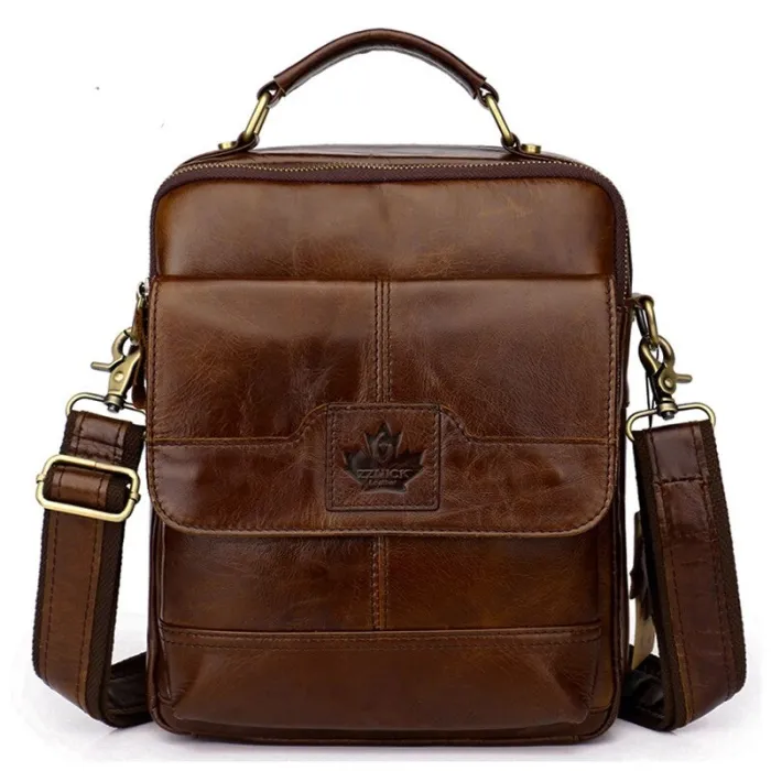 Elegante borsa a tracolla - con cerniere - vera pelle