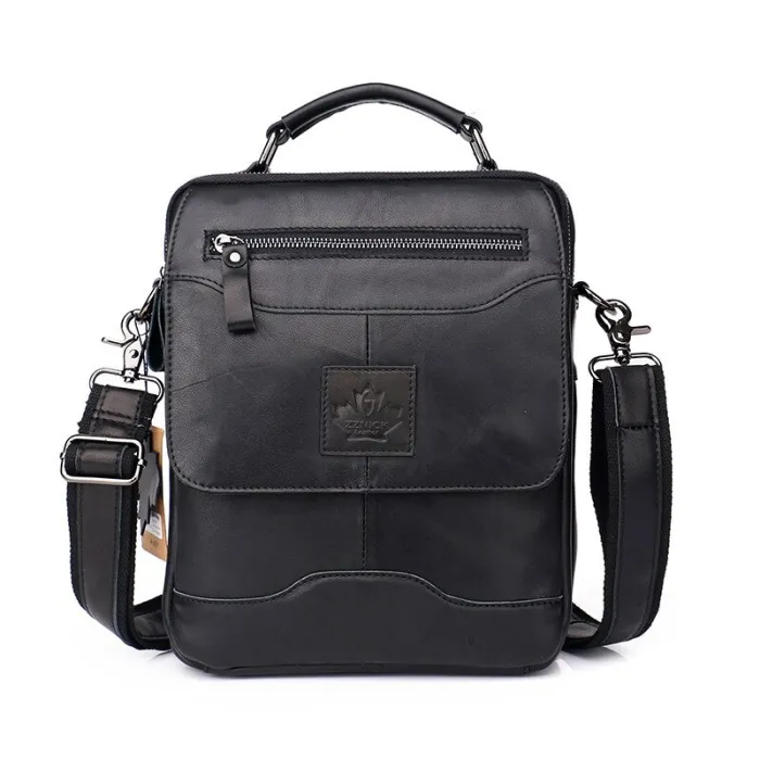 Elegante borsa a tracolla - con cerniere - vera pelle