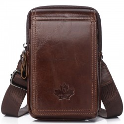 Vintage small shoulder bag - waist pack - genuine leather - flap design