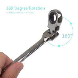 Flexible ratchet wrench - metric spanner nut - open end / ring - 8mm - 13mm