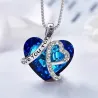 Zawieszka kryształowe serce oceanu - z naszyjnikiem - "I Love You Forever"Naszyjniki