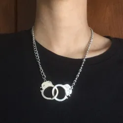 Trendy short necklace - love handcuffs - unisex